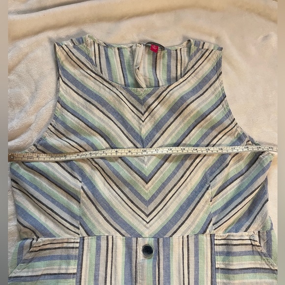 Vince Camuto Women's Blue White Stripe Casual Midi Linen Cotton Summer Dress XL - Picture 7 of 9
